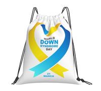 JunHeArt Down Syndrome Awareness Day Drawstring Bag Backpack String Sackpack Waterproof Swim Sports Yoga Gym Bag for Women Men