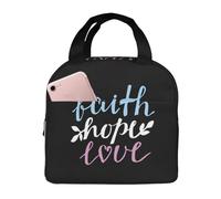 JunHeArt Faith Hope Love Christian Lunch Bag for Women Men Reusable Insulated Lunch Tote for Work Picnic Travel