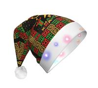 JunHeArt Happy Kwanzaa African American Heritage Festival Santa Hat Adult Christmas Hat For Women Men New Year Festive Xmas Christmas Party Supplies