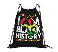 JunHeArt I Am Black History Month Drawstring Bag Backpack String Sackpack Waterproof Swim Sports Yoga Gym Bag for Women Men