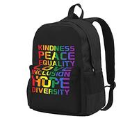JunHeArt Kindness Equality Love Lgbtq Rainbow Gay Pride Ally Backpack For Women Men Adjustable Casual Daypack Work Business Hiking Travel Bags