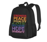 JunHeArt Kindness Peace Equality Love Inclusion Hope Diversity Backpack Casual Daypack 17 Inch Laptop Backpack For Women Men Travel Business Work