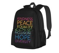 JunHeArt Kindness Peace Equality Love Inclusion Hope Diversity Backpack Casual Daypack 17 Inch Laptop Backpack For Women Men Travel Business Work
