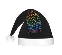 JunHeArt Kindness Peace Equality Love Inclusion Hope Diversity Santa Hat Adult Christmas Hat For Women Men New Year Festive Xmas Christmas Party Supplies