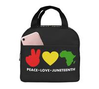JunHeArt Peace Love Juneteenth Freedom 1865 Lunch Bag for Women Men Reusable Insulated Lunch Tote for Work Picnic Travel