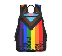 JunHeArt Progress Pride Flag Rainbow Gay Lesbian Transgender Bisexual LGBTQ Backpack Lightweight Daypack Laptop Backpack Hiking Gym Travel Bags for Women Men