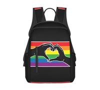 JunHeArt Rainbow Pride Heart Hands Backpack Lightweight Daypack Laptop Backpack Hiking Gym Travel Bags for Women Men