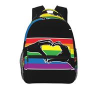 JunHeArt Rainbow Pride Heart Hands Backpacks For Men Women Lightweight Bookbag Daypack For Work Hiking Gym Travel