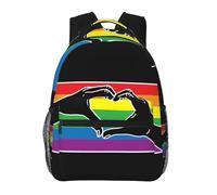 JunHeArt Rainbow Pride Heart Hands Backpacks For Men Women Lightweight Bookbag Daypack For Work Hiking Gym Travel
