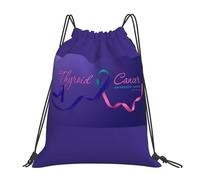JunHeArt Thyroid Cancer Awareness Month Drawstring Bag Backpack String Sackpack Waterproof Swim Sports Yoga Gym Bag for Women Men