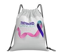 JunHeArt Thyroid Cancer Awareness Month Drawstring Bag Backpack String Sackpack Waterproof Swim Sports Yoga Gym Bag for Women Men