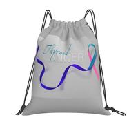 JunHeArt Thyroid Cancer Awareness Month Drawstring Bag Backpack String Sackpack Waterproof Swim Sports Yoga Gym Bag for Women Men