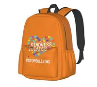 JunHeArt Unity Day - Kindness Takes Courage Anti Bullying Orange Backpack Casual Daypack 17 Inch Laptop Backpack For Women Men Travel Business Work