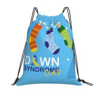 JunHeArt World Down Syndrome Awareness Day Drawstring Bag Backpack String Sackpack Waterproof Swim Sports Yoga Gym Bag for Women Men