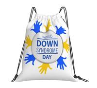 JunHeArt World Down Syndrome Awareness Day Drawstring Bag Backpack String Sackpack Waterproof Swim Sports Yoga Gym Bag for Women Men