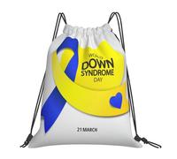 JunHeArt World Down Syndrome Awareness Day Drawstring Bag Backpack String Sackpack Waterproof Swim Sports Yoga Gym Bag for Women Men