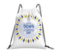 JunHeArt World Down Syndrome Awareness Day Drawstring Bag Backpack String Sackpack Waterproof Swim Sports Yoga Gym Bag for Women Men