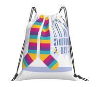 JunHeArt World Down Syndrome Awareness Day Drawstring Bag Backpack String Sackpack Waterproof Swim Sports Yoga Gym Bag for Women Men