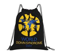 JunHeArt World Down Syndrome Day Drawstring Bag Backpack String Sackpack Waterproof Swim Sports Yoga Gym Bag for Women Men