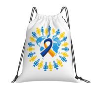 JunHeArt World Down Syndrome Day Drawstring Bag Backpack String Sackpack Waterproof Swim Sports Yoga Gym Bag for Women Men