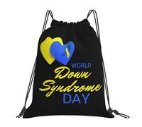 JunHeArt World Down Syndrome Day Drawstring Bag Backpack String Sackpack Waterproof Swim Sports Yoga Gym Bag for Women Men