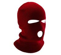Junhouse 3 Holes Ski Cycling Balaclava Hood Cap Full Face Mask (Deep Red)