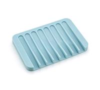 Junhouse Flexible Silicone Soap Dish Tray Saver Holder Drainer Shower Waterfall for Bathroom Kitchen(Blue)