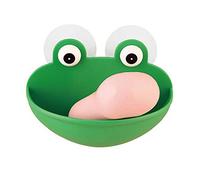 Junhouse Lovely Frog Suction Cup Soap Dish Soap Sponge Holder for Kids Bathing