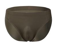 Junhouse Men's Silky Slips Briefs Ice Silk Seamless Bikini Briefs See Through Breathable Mini Briefs Soft Low Waist U Convex Underwear Solid Color Simplicity Underpants (Army Green,L)