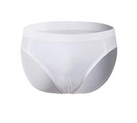 Junhouse Men's Silky Slips Briefs Ice Silk Seamless Bikini Briefs See Through Breathable Mini Briefs Soft Low Waist U Convex Underwear Solid Color Simplicity Underpants (White,L)