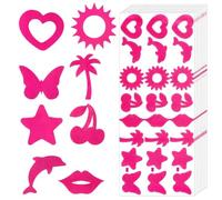 Junielle Tanning Stickers for Body,240 PCS Hot Pink Self-Adhesive | Removable Sunbathing Decals with 8 Playful Shapes for Women's Summer Beach Accessories,Salon Sessions,Holiday Sunbathing