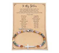 Junifi Dainty Cross Bracelet for Women, Christian Gifts for Women Friends Sister Daughter Mom Sister in Christ on Birthday Easter Christmas Stocking Stuffers Friendship Jewelry, 7.4, Stainless Steel