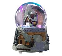 Juniland Castle Snowy House and Automatic Revolving Train Snow Globe Color Changing Light Effect Snowglobe Plays Winter Wonderland (Castle and Train)