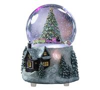 Juniland Christmas Tree and Automatic Revolving Train Snow Globe Color Changing Light Effect Snowglobe 4 Inches Plays O Christmas Tree (Christmas Tree and Train)
