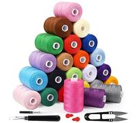 JUNING Sewing & Thread Kit 24 Colors Polyester 1000yds Spool Sewing Supplies Accessories for Hand Stitching, Quilting & Embroidery Machine
