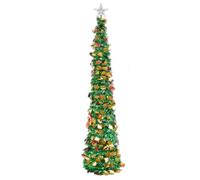 JUNIOO 1.5M/5FT Folding Christmas Tree,Collapsible Artificial Christmas Tree Green with Bell Pendant Xmas Tree for Party Indoor and outdoor Home Xmas Decor(Green)