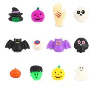 JUNIOO 24 PCS Halloween Mochi Squeeze Toys - Squishy Toys Stress Relief Toy Pumpkin Ghost Bat Witch Goody Bags Filler Gifts for Halloween Party Favors
