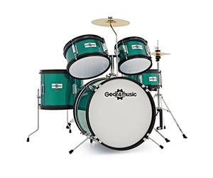 Junior 5 Piece Drum Kit by Gear4music, Green