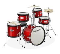 Junior 5-Piece Red Drum Set with Cymbals Sticks Stands Stool and Hardware - Child Kid Size