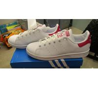 Junior Adidas Stan Smith Originals Trainers Ladies White & Lipstick Pink UK 3.5