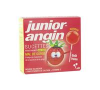 Junior Angin Mal de Gorge Arôme Fraise 8 sucettes