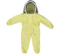 Junior Beekeeping Suit with Ventilated Hood, Full Body Bee Suit, Yellow L Size, Cotton Polyester Blend, One Piece Design for Full Coverage, Fits Heights Up to 53.54 in / 136 cm, for Young Helpers