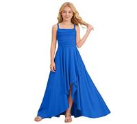Junior Girls Bridesmaid Dress - Ruched Long A-Line Maxi Satin Gown for Teens, Flower Girl Formal Wedding Dress for Evening Party UK