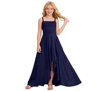 Junior Girls Bridesmaid Dress - Ruched Long A-Line Maxi Satin Gown for Teens, Flower Girl Formal Wedding Dress for Evening Party UK
