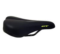 Junior GT MTB Kids Bike Padded Saddle 230mm X 150mm Black With Yellow GT Symbol (With Saddle Clamp)
