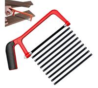 Junior Hacksaw Blades, Mini Hacksaw with 10 Hacksaws Blades, Small Hand Saw with Adjustable Frame, Hacksa w for Metal Cutting, Heavy Duty Mini Hacksaws for Cutting Plastic,PVC Pipe,Tile, DIY Projects