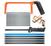 Junior Hacksaw Set 2 Pcs Mini Hacksaw for Metal Cutting with 35 Exchangeable Blades Small Hand Saw & U-Frame Metal Saw with Adjustable Frame for Cutting Plastic, PVC Pipe, Wood & Thin Metal