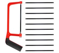 Junior Hacksaw with 10 Replaceable Blades, Adjustable Angle Mini Hacksaw for Plastic, Wood, PVC Cutting - 15cm Blade Length, Lightweight and Durable for Beginners and DIY Projects (Red)