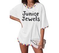 Junior Jewels Shirt Women Pop Music Tshirt Country Concert Fans Gift Tees 90s Music Album Graphic Short Sleeve Tops, White, XS
