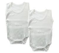 Junior Joy 18-24 Months Baby Bodysuits, 100% Combed Cotton, Super Soft, Round Neck, No Sleeves, Popper Fastening for Easy Nappy Change, Machine Washable, Pack of 2